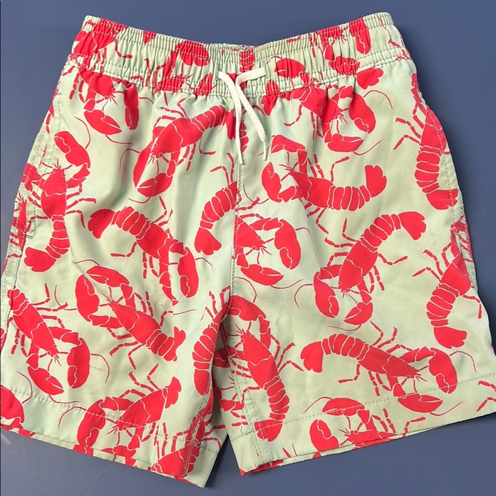 Crewcuts Red and Cream Lobster Swim Trunks